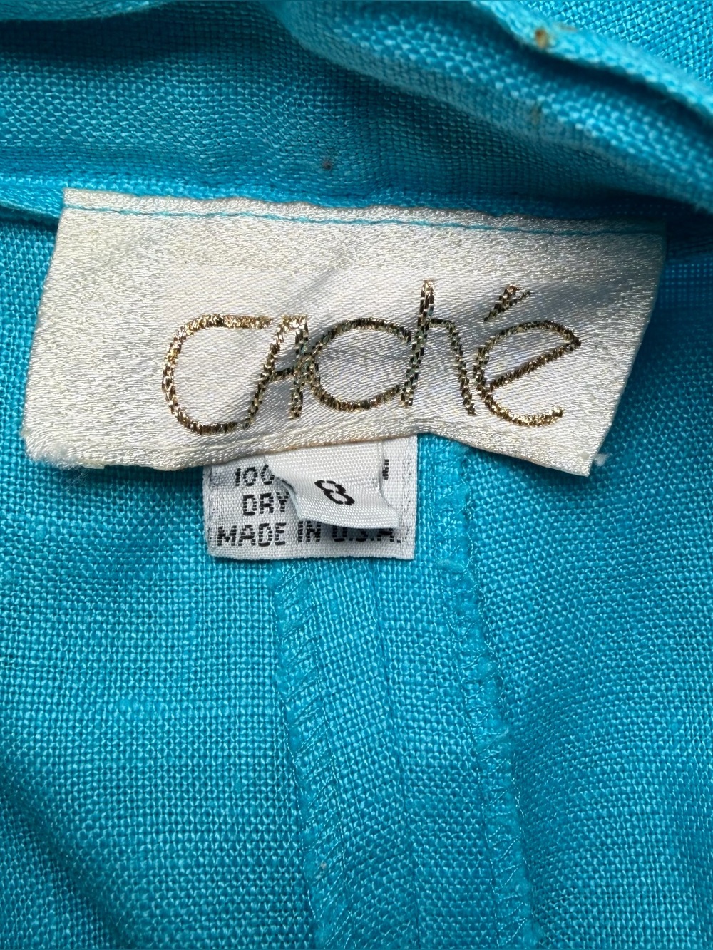 Vintage Cache 100% Linen Bermuda Shorts Blue Coastal Quiet Luxury Size 8 - Picture 4 of 4